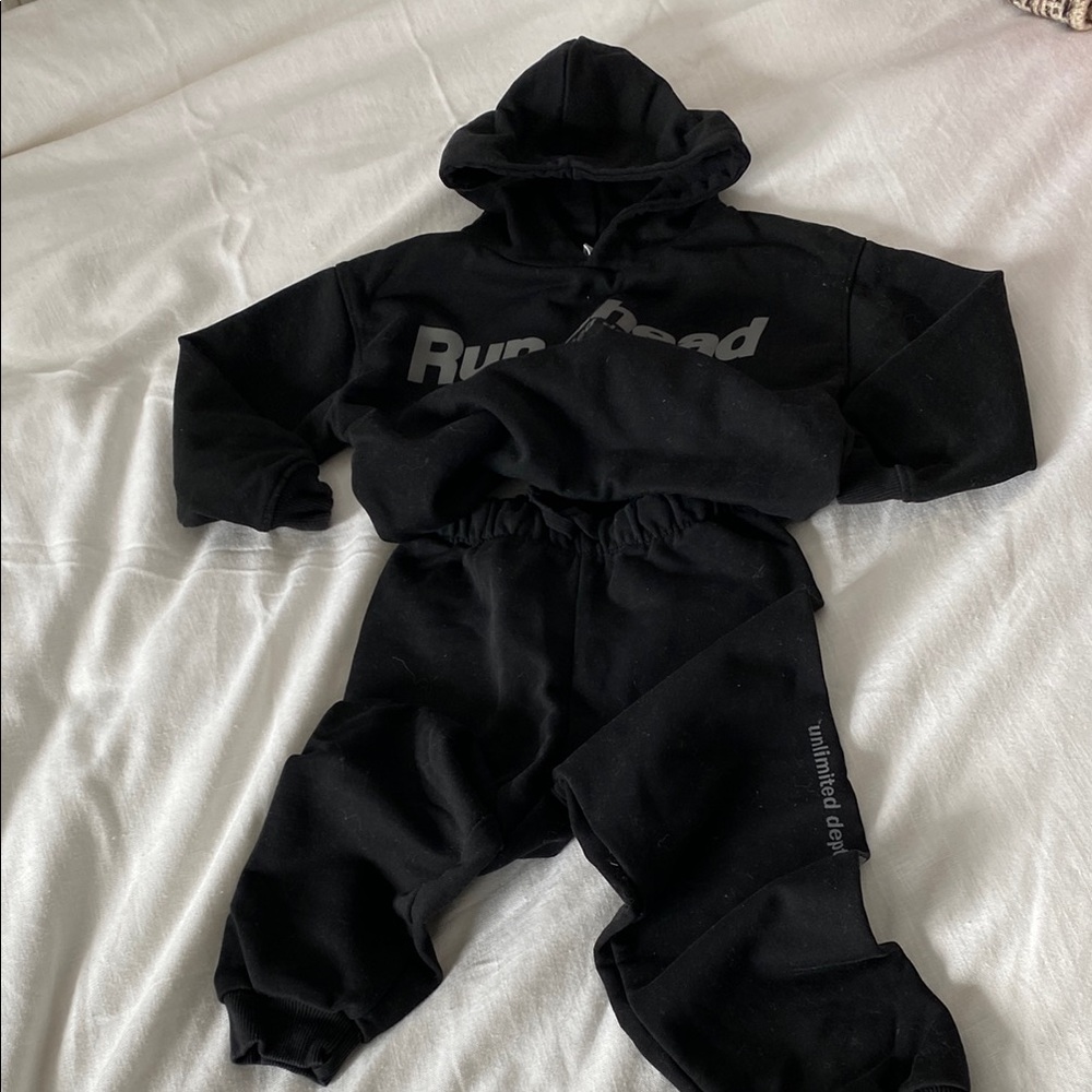 Kids Black Hoodie and Jogger Set